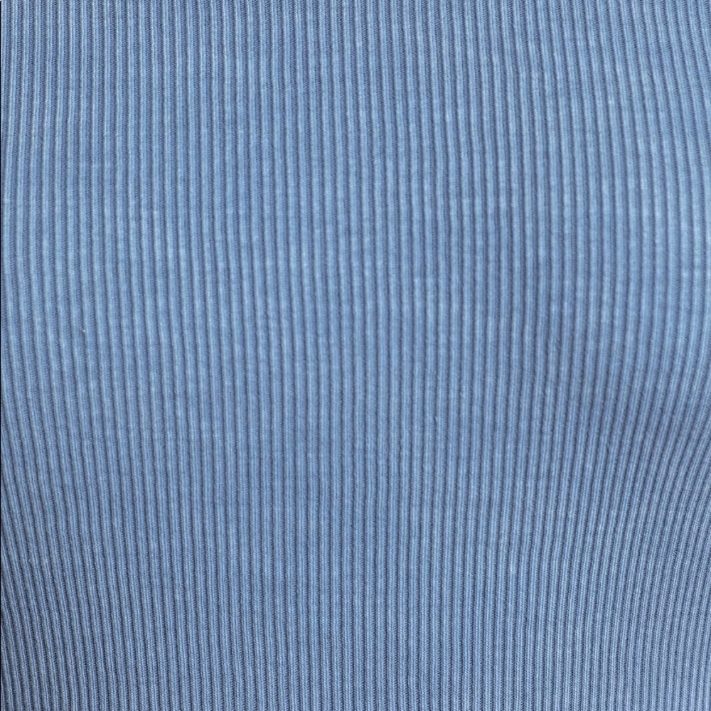 Washed Denim Blue Ribbed Off Shoulder Top - Picture 5 of 5